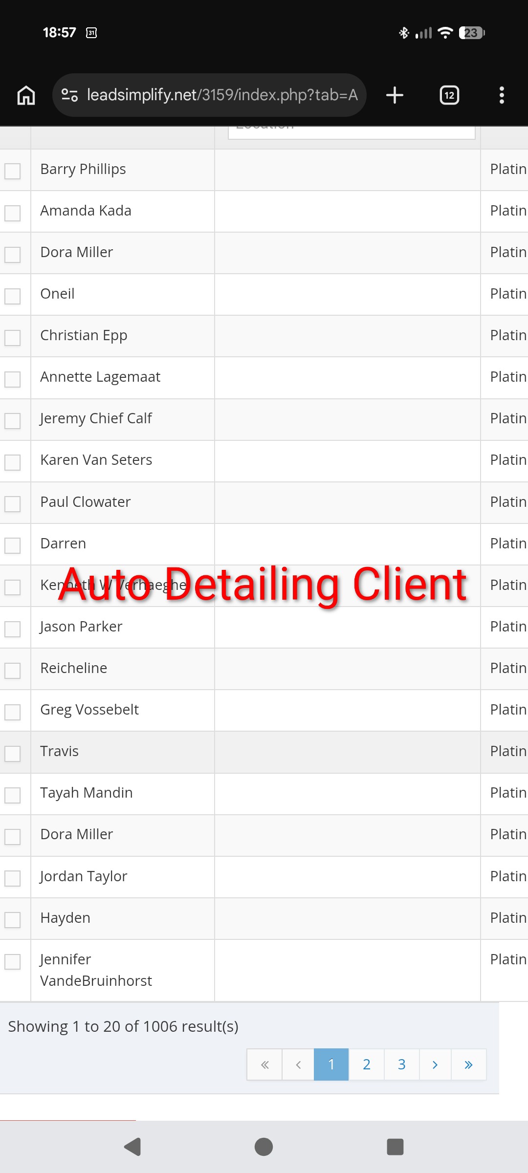 Auto Detailing Client - 2 weeks of leads